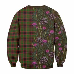 ScotsTee Shop Scottish Buchan Family Crest Tartan Sweatshirt Scottish Thistle Flower Pattern Half Style