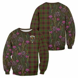 ScotsTee Shop Scottish Buchan Family Crest Tartan Sweatshirt Scottish Thistle Flower Pattern Half Style