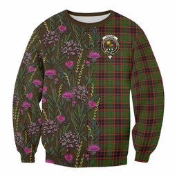 ScotsTee Shop Scottish Buchan Family Crest Tartan Sweatshirt Scottish Thistle Flower Pattern Half Style