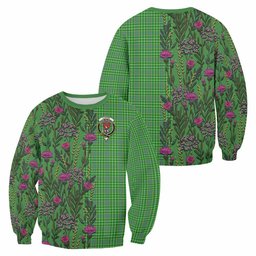 ScotsTee Shop Scottish Currie Family Crest Tartan Sweatshirt Scottish Thistle Flower Pattern Half Style