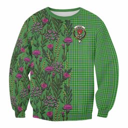 ScotsTee Shop Scottish Currie Family Crest Tartan Sweatshirt Scottish Thistle Flower Pattern Half Style