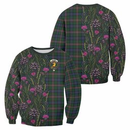 ScotsTee Shop Scottish Allison Family Crest Tartan Sweatshirt Scottish Thistle Flower Pattern Half Style