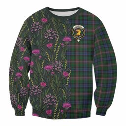 ScotsTee Shop Scottish Allison Family Crest Tartan Sweatshirt Scottish Thistle Flower Pattern Half Style