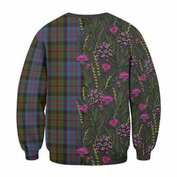ScotsTee Shop Scottish Bowie Family Crest Tartan Sweatshirt Scottish Thistle Flower Pattern Half Style