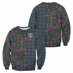 ScotsTee Shop Scottish Allardice Family Crest Tartan Sweatshirt Scottish Thistle Flower Pattern Half Style