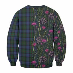 ScotsTee Shop Scottish Baird Family Crest Tartan Sweatshirt Scottish Thistle Flower Pattern Half Style