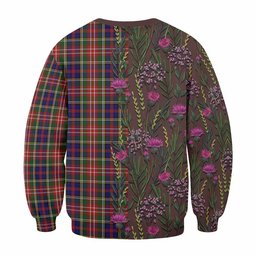 ScotsTee Shop Scottish Christie Family Crest Tartan Sweatshirt Scottish Thistle Flower Pattern Half Style