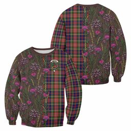 ScotsTee Shop Scottish Christie Family Crest Tartan Sweatshirt Scottish Thistle Flower Pattern Half Style