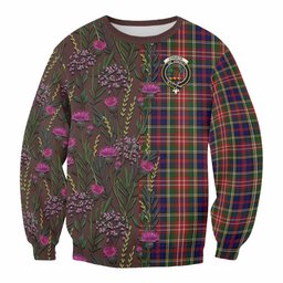 ScotsTee Shop Scottish Christie Family Crest Tartan Sweatshirt Scottish Thistle Flower Pattern Half Style