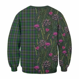 ScotsTee Shop Scottish Cockburn Family Crest Tartan Sweatshirt Scottish Thistle Flower Pattern Half Style