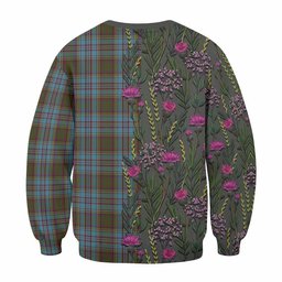 ScotsTee Shop Scottish Anderson Family Crest Tartan Sweatshirt Scottish Thistle Flower Pattern Half Style