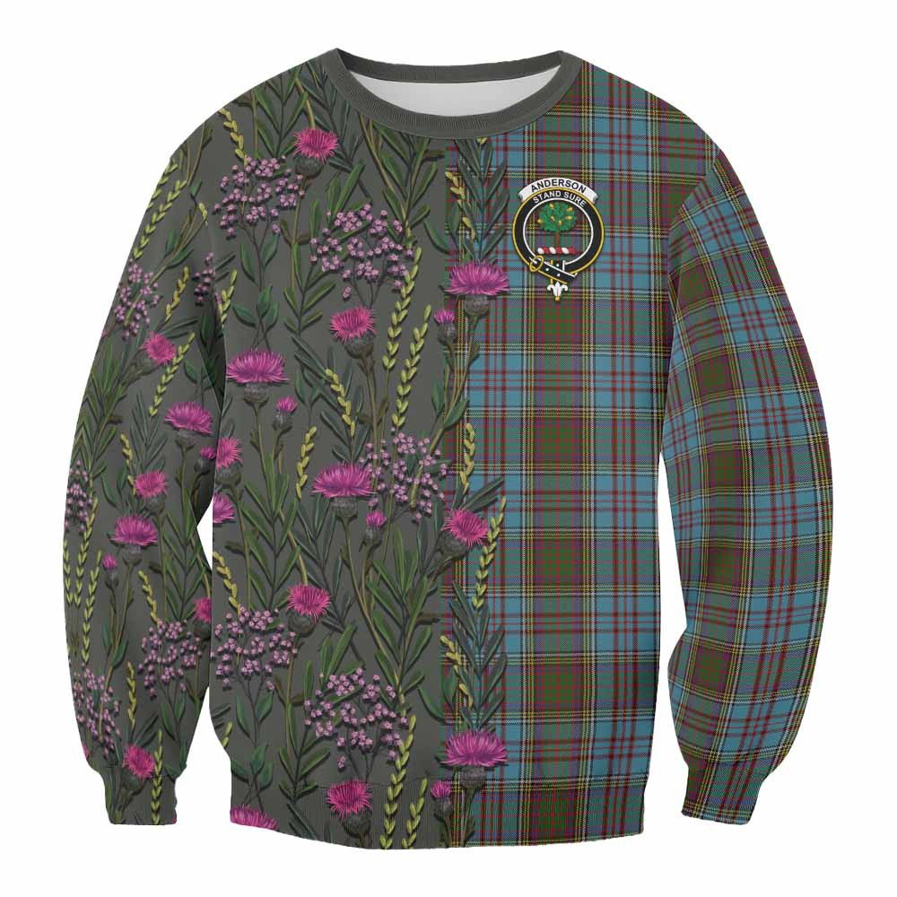 ScotsTee Shop Scottish Anderson Family Crest Tartan Sweatshirt Scottish Thistle Flower Pattern Half Style