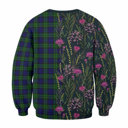 ScotsTee Shop Scottish Campbell Family Crest Tartan Sweatshirt Scottish Thistle Flower Pattern Half Style