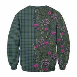 ScotsTee Shop Scottish Arbuthnot Family Crest Tartan Sweatshirt Scottish Thistle Flower Pattern Half Style
