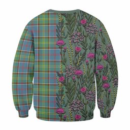 ScotsTee Shop Scottish Colville Family Crest Tartan Sweatshirt Scottish Thistle Flower Pattern Half Style
