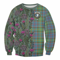 ScotsTee Shop Scottish Colville Family Crest Tartan Sweatshirt Scottish Thistle Flower Pattern Half Style