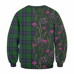 ScotsTee Shop Scottish Armstrong Family Crest Tartan Sweatshirt Scottish Thistle Flower Pattern Half Style