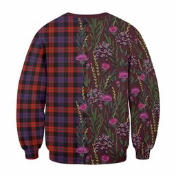 ScotsTee Shop Scottish Brown (Broun) Family Crest Tartan Sweatshirt Scottish Thistle Flower Pattern Half Style