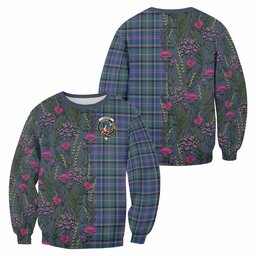 ScotsTee Shop Scottish Cooper Family Crest Tartan Sweatshirt Scottish Thistle Flower Pattern Half Style