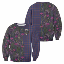 ScotsTee Shop Scottish MacLaine (McLaine) Family Crest Tartan Sweatshirt Scottish Thistle Flower Pattern Half Style