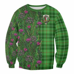 ScotsTee Shop Scottish Boyle Family Crest Tartan Sweatshirt Scottish Thistle Flower Pattern Half Style