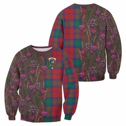 ScotsTee Shop Scottish Byres (Byses) Family Crest Tartan Sweatshirt Scottish Thistle Flower Pattern Half Style