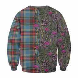 ScotsTee Shop Scottish Beaton Family Crest Tartan Sweatshirt Scottish Thistle Flower Pattern Half Style