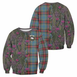 ScotsTee Shop Scottish Beaton Family Crest Tartan Sweatshirt Scottish Thistle Flower Pattern Half Style