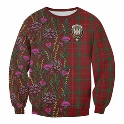 ScotsTee Shop Scottish Carruthers Family Crest Tartan Sweatshirt Scottish Thistle Flower Pattern Half Style