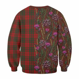 ScotsTee Shop Scottish Livingstone (Livingston) Family Crest Tartan Sweatshirt Scottish Thistle Flower Pattern Half Style