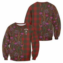 ScotsTee Shop Scottish Livingstone (Livingston) Family Crest Tartan Sweatshirt Scottish Thistle Flower Pattern Half Style