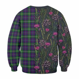 ScotsTee Shop Scottish Inglis Family Crest Tartan Sweatshirt Scottish Thistle Flower Pattern Half Style