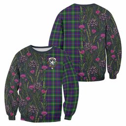 ScotsTee Shop Scottish Inglis Family Crest Tartan Sweatshirt Scottish Thistle Flower Pattern Half Style
