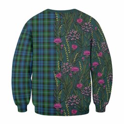 ScotsTee Shop Scottish Lyon Family Crest Tartan Sweatshirt Scottish Thistle Flower Pattern Half Style
