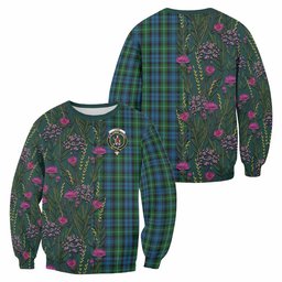 ScotsTee Shop Scottish Lyon Family Crest Tartan Sweatshirt Scottish Thistle Flower Pattern Half Style