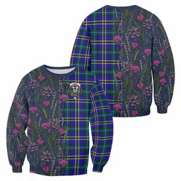 ScotsTee Shop Scottish Hope Family Crest Tartan Sweatshirt Scottish Thistle Flower Pattern Half Style