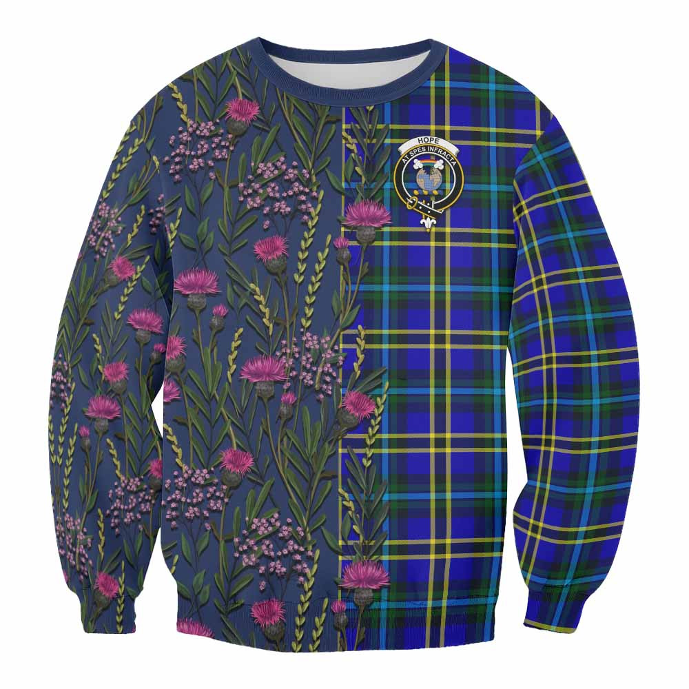 ScotsTee Shop Scottish Hope Family Crest Tartan Sweatshirt Scottish Thistle Flower Pattern Half Style