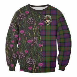 ScotsTee Shop Scottish MacDonald (McDonald) Family Crest Tartan Sweatshirt Scottish Thistle Flower Pattern Half Style