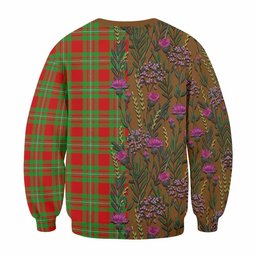 ScotsTee Shop Scottish Grierson Family Crest Tartan Sweatshirt Scottish Thistle Flower Pattern Half Style