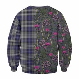 ScotsTee Shop Scottish Napier Family Crest Tartan Sweatshirt Scottish Thistle Flower Pattern Half Style
