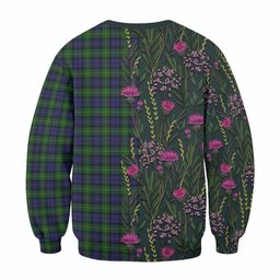 ScotsTee Shop Scottish Gordon Family Crest Tartan Sweatshirt Scottish Thistle Flower Pattern Half Style