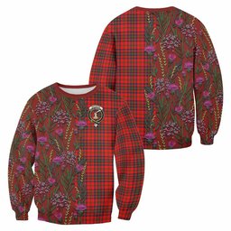 ScotsTee Shop Scottish Matheson Family Crest Tartan Sweatshirt Scottish Thistle Flower Pattern Half Style
