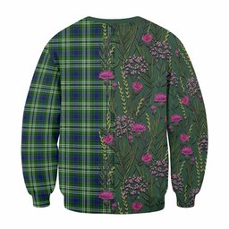 ScotsTee Shop Scottish Mow Family Crest Tartan Sweatshirt Scottish Thistle Flower Pattern Half Style
