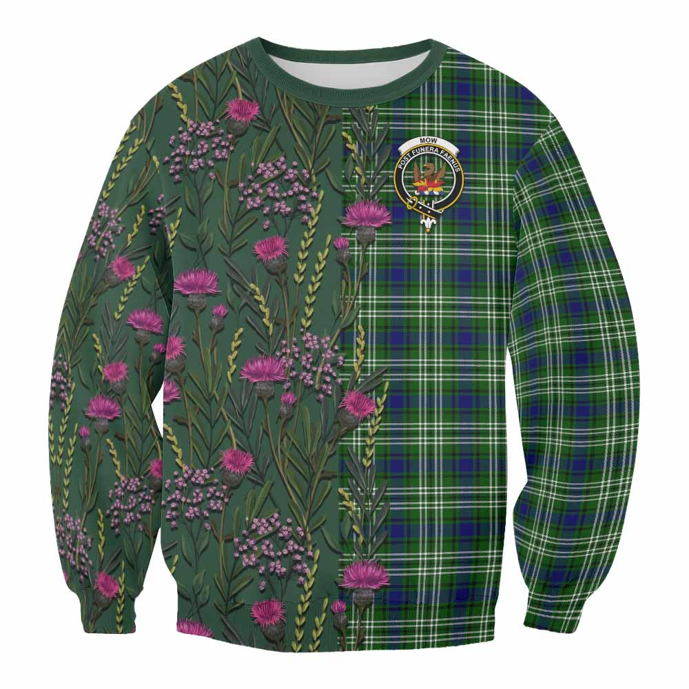 ScotsTee Shop Scottish Mow Family Crest Tartan Sweatshirt Scottish Thistle Flower Pattern Half Style