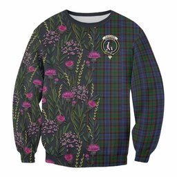 ScotsTee Shop Scottish Fletcher Family Crest Tartan Sweatshirt Scottish Thistle Flower Pattern Half Style