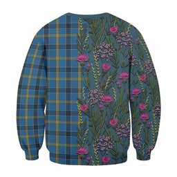 ScotsTee Shop Scottish Laing Family Crest Tartan Sweatshirt Scottish Thistle Flower Pattern Half Style