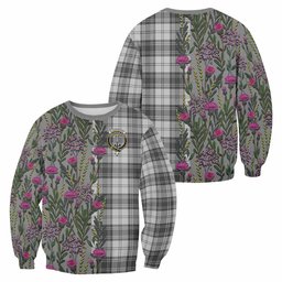 ScotsTee Shop Scottish Glendinning Family Crest Tartan Sweatshirt Scottish Thistle Flower Pattern Half Style