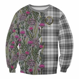 ScotsTee Shop Scottish Glendinning Family Crest Tartan Sweatshirt Scottish Thistle Flower Pattern Half Style