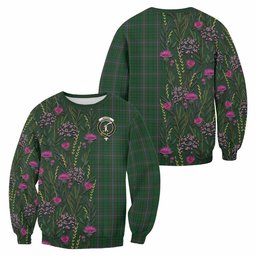 ScotsTee Shop Scottish MacRae (McRae) Family Crest Tartan Sweatshirt Scottish Thistle Flower Pattern Half Style