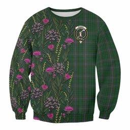 ScotsTee Shop Scottish MacRae (McRae) Family Crest Tartan Sweatshirt Scottish Thistle Flower Pattern Half Style